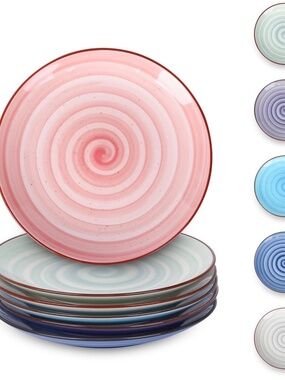 Selamica Ceramic Dessert Plates Set Of 6, 6 Inch Appetizer Plate For Kitchen